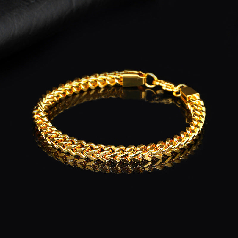 Wholesale Stainless Steel Double Row Men's Punk Braided Bracelet